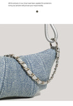 Denim Blue Crossbody Bag For Women With Harajuku Street Flair And Modern High Street Style