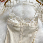 Sexy Basic Knit Lace Crop Top