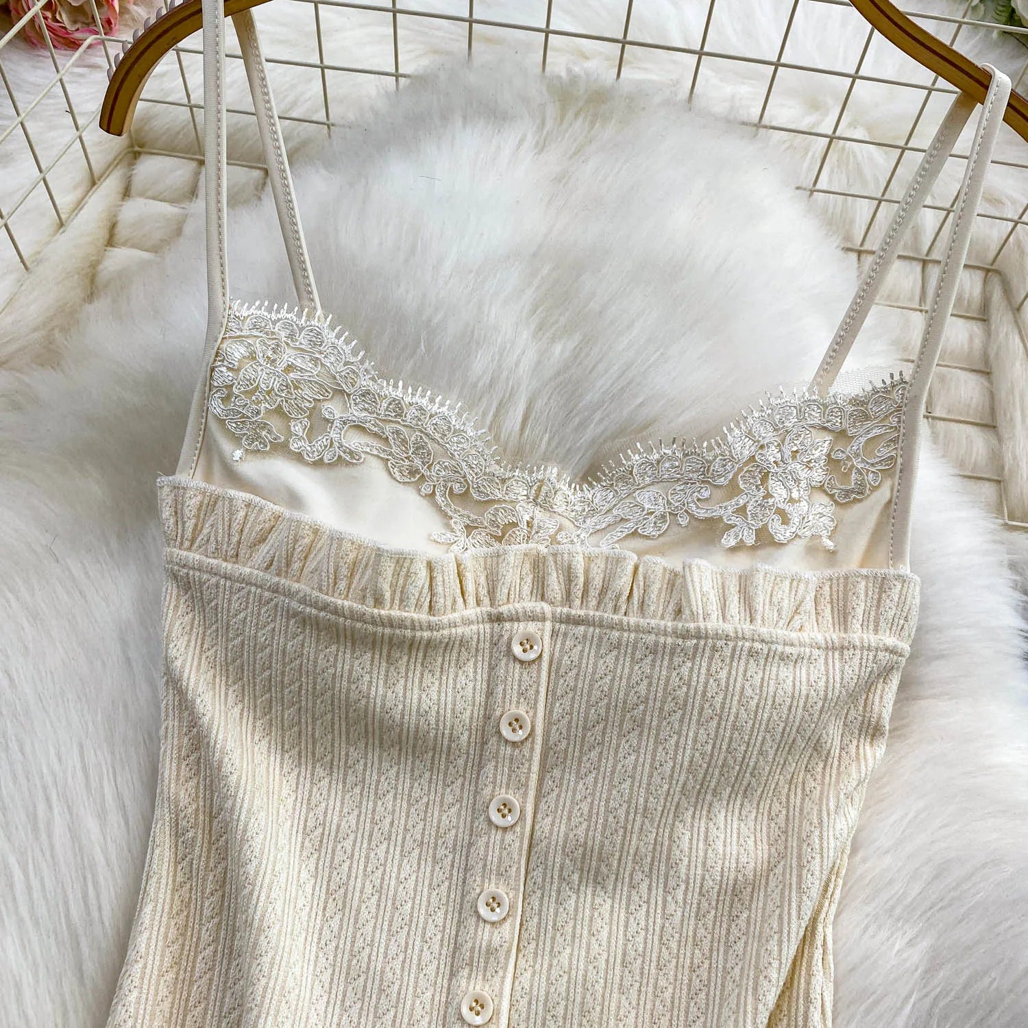 Sexy Basic Knit Lace Crop Top