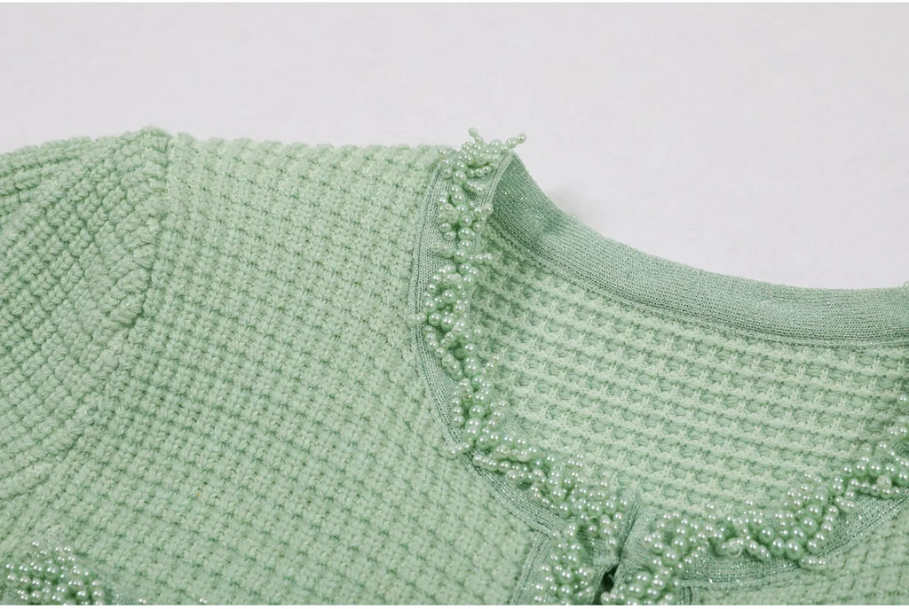 Beaded Knit A Line Dress