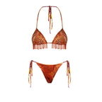 Floral Bikini Set With Skirt Bandeau Style Swimwear
