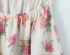 Contrast Color Floral Print Sling Mini V neck Spliced Chest Push Up Back Backless Short Dress