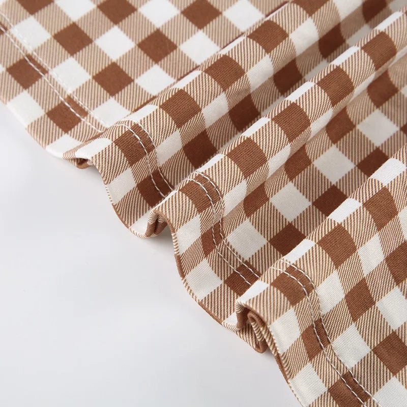 Summer Plaid Short Sleeve Pajama Set