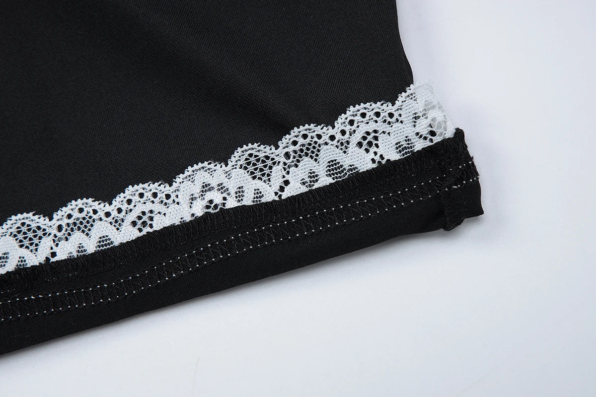 Women Sexy Backless Lace Ruffles Patchwork Halter Jumpsuit