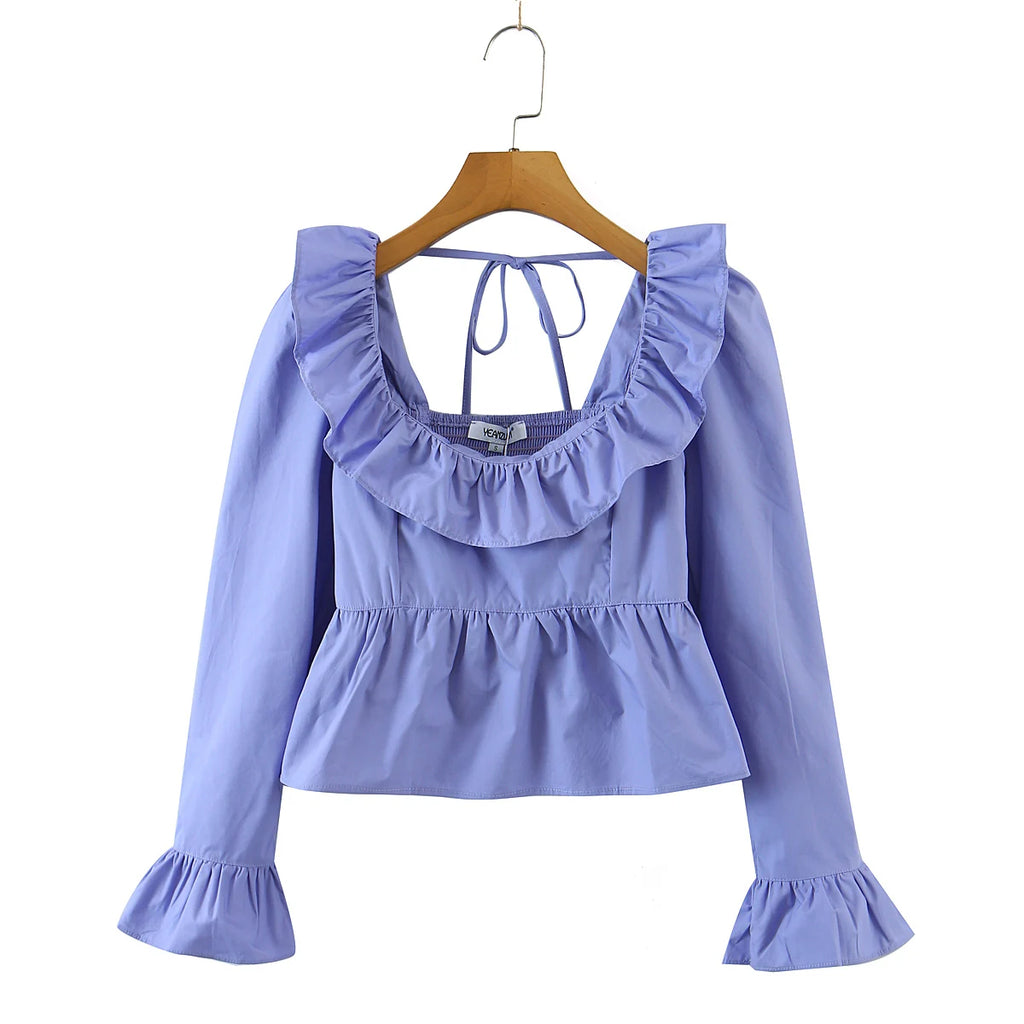 Soft Ruffle Blouse With Long Sleeves