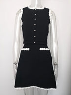Black And White Skirt Set For Women With Elegant Contrast Design