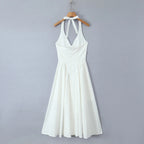 Backless Halter Midi Dress For Women Elegant A Line