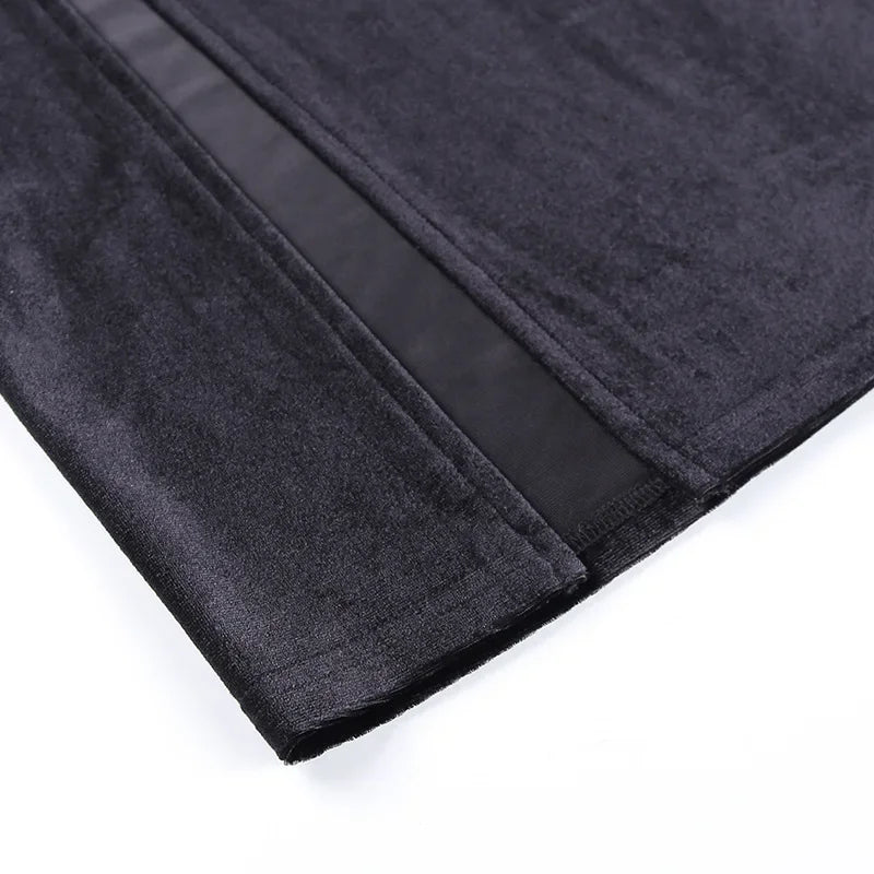 Punk High Waist Skirt With Bow Side Split Knee Length