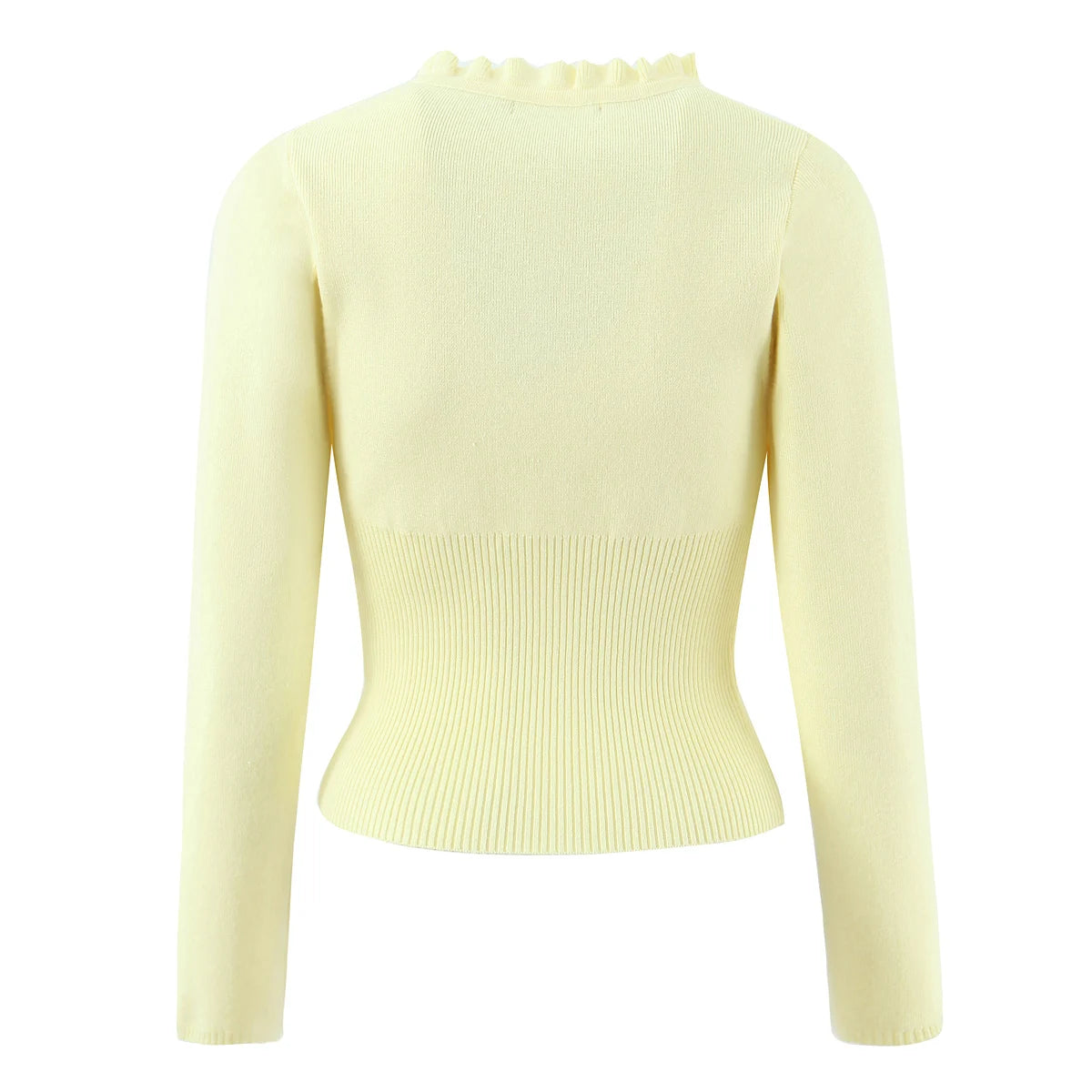 Lacing Up Bow Woodears O neck Open Buttons Through Crop Pointelle Knitted Cardigan Sweater Woman Jumper Knitwear
