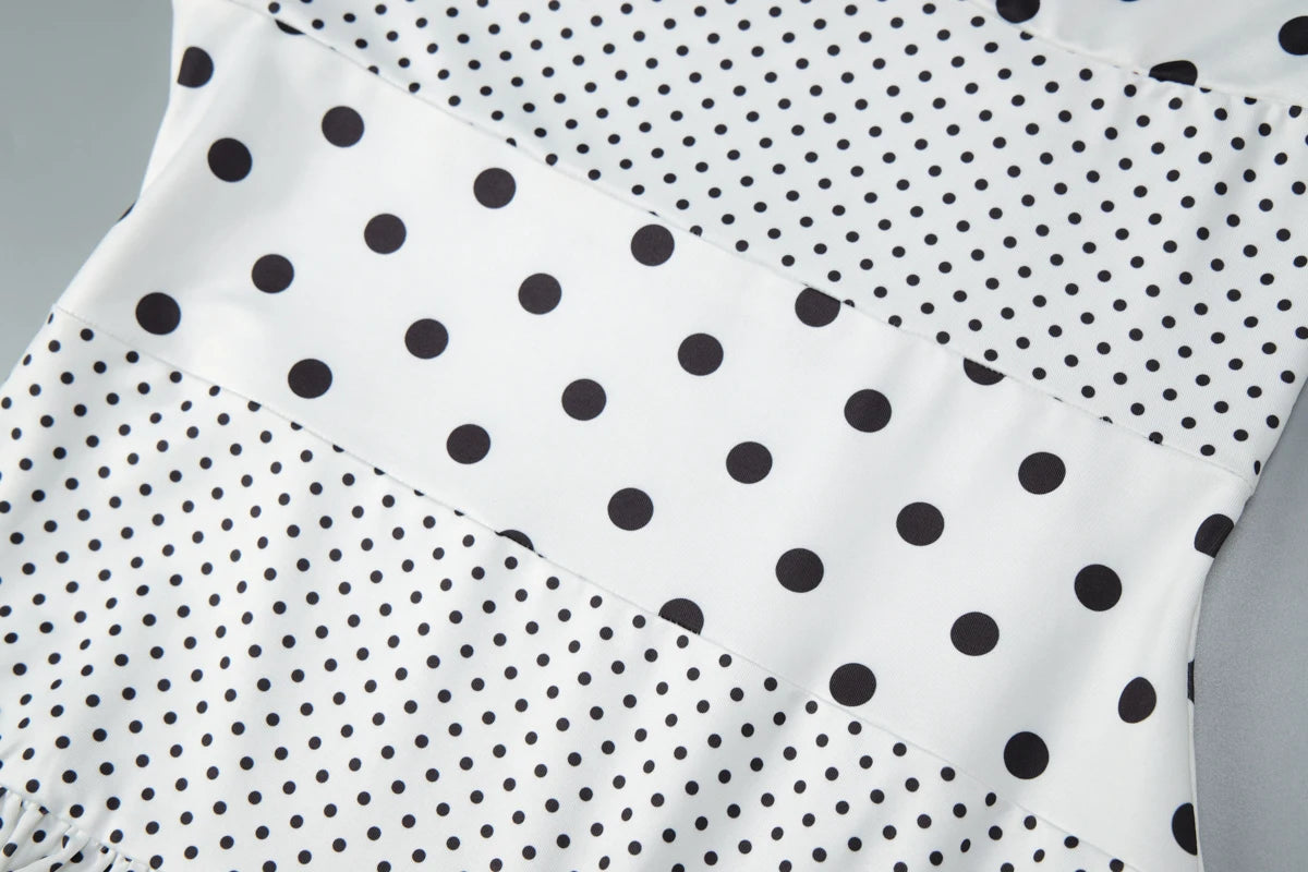 Backless Lace Up Polka Dot Maxi Dress