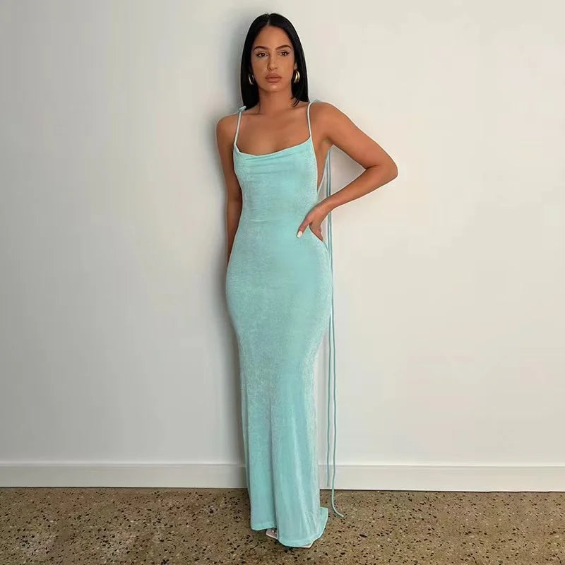 Backless Maxi Sundress With Spaghetti Straps