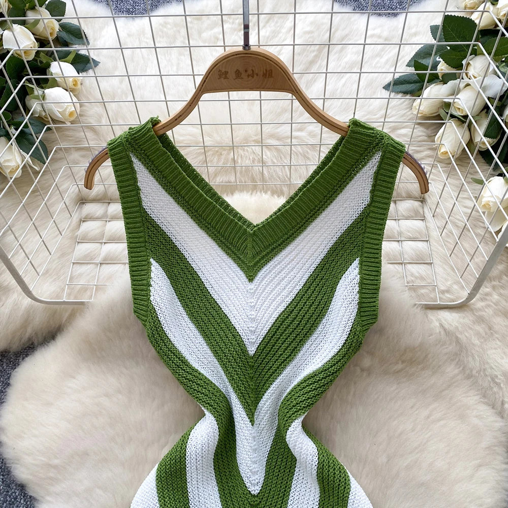 Knitted Mini Dress With Irregular Hem