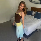 Colorful Spaghetti Strap Maxi Dress Slim Backless Sundress