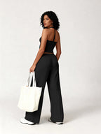 Two Piece Set With Sleek V Neck Tank Backless Detail And Wide Leg Pants
