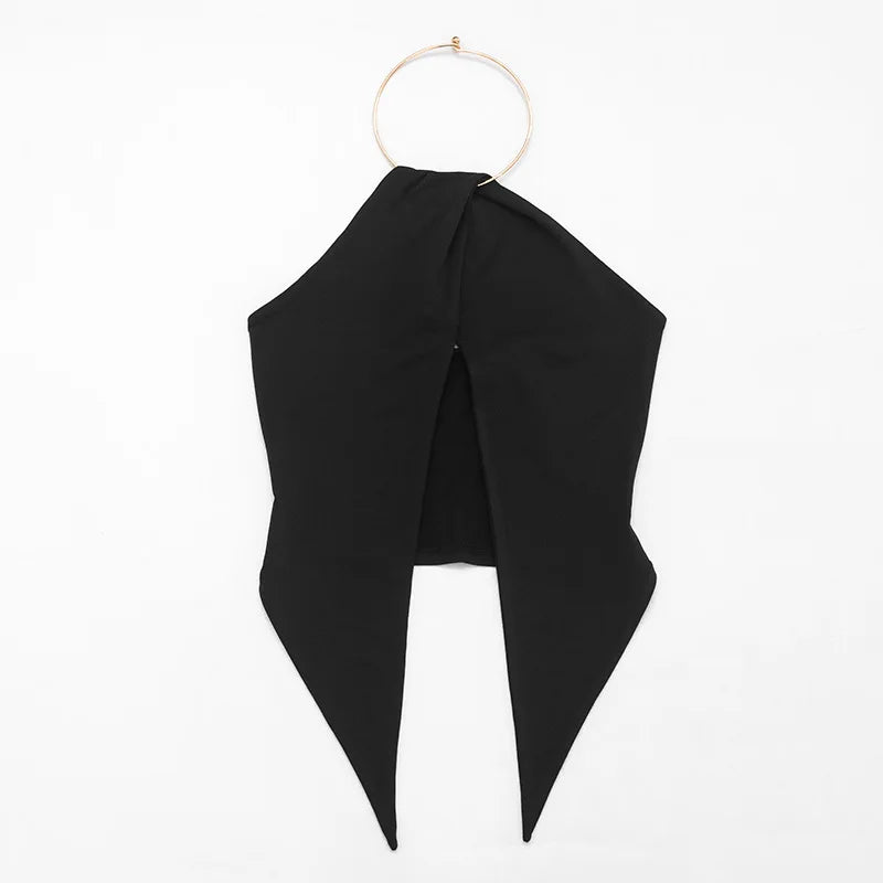 Urban Halter Crop Top And High Waist Capri Set With Metal Ring Detail Two-piece