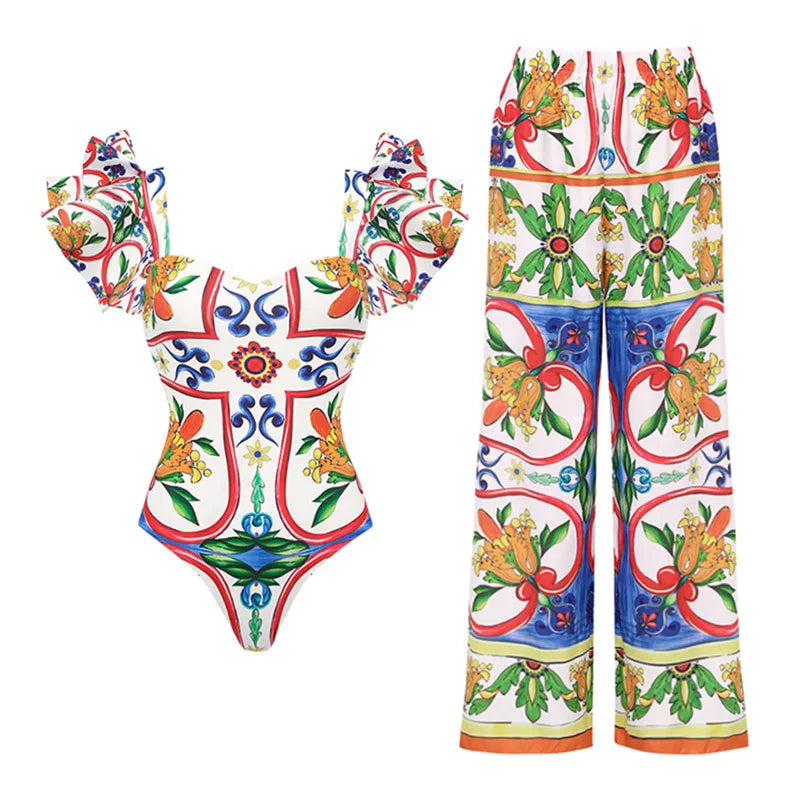 Vacation Underwire Bikini Set With Skirt High Waist Flirty Swimwear
