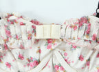 Romantic Beige Pink Flower Sling Sexy Dress Ruched Bra Backless  Dress
