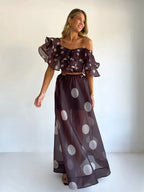Sexy Print Asymmetrical Hem Long Skirt Set Fashionable Sleeveless Women's Polyester Fabric Casual Leisure Suit