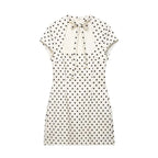 Polka Dot Cutout Bow Front Mini Dress