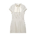 Polka Dot Cutout Bow Front Mini Dress