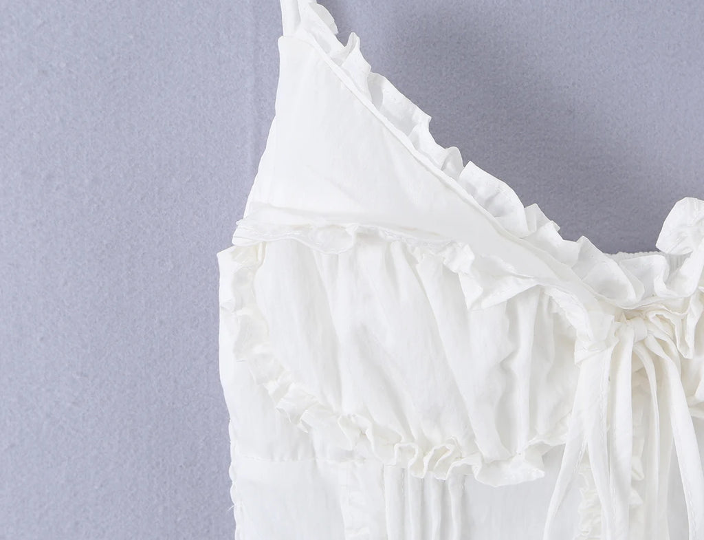 Sleek Backless V Neck Bow Crop Camisole Top