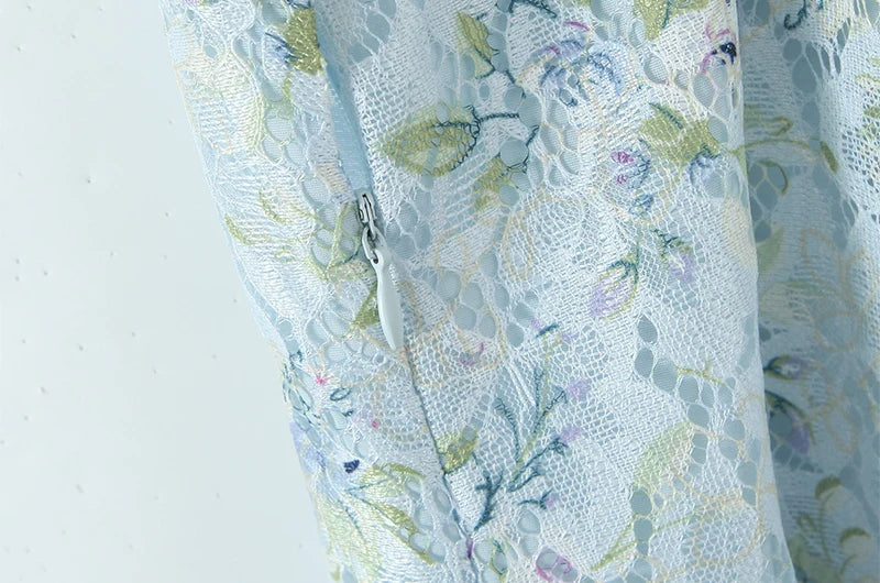 Sweet Floral Print Lace Patchwork Mini Sexy Slim Backless Strap Short Dress
