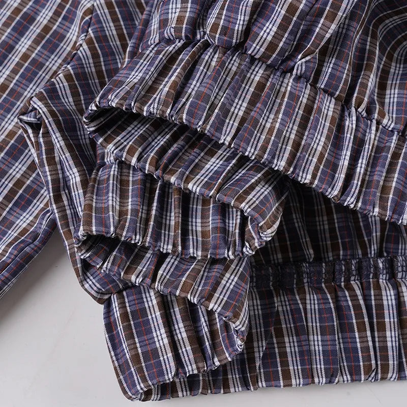 Plaid Streetwear Set With Cropped Shirt And Mini Skirt