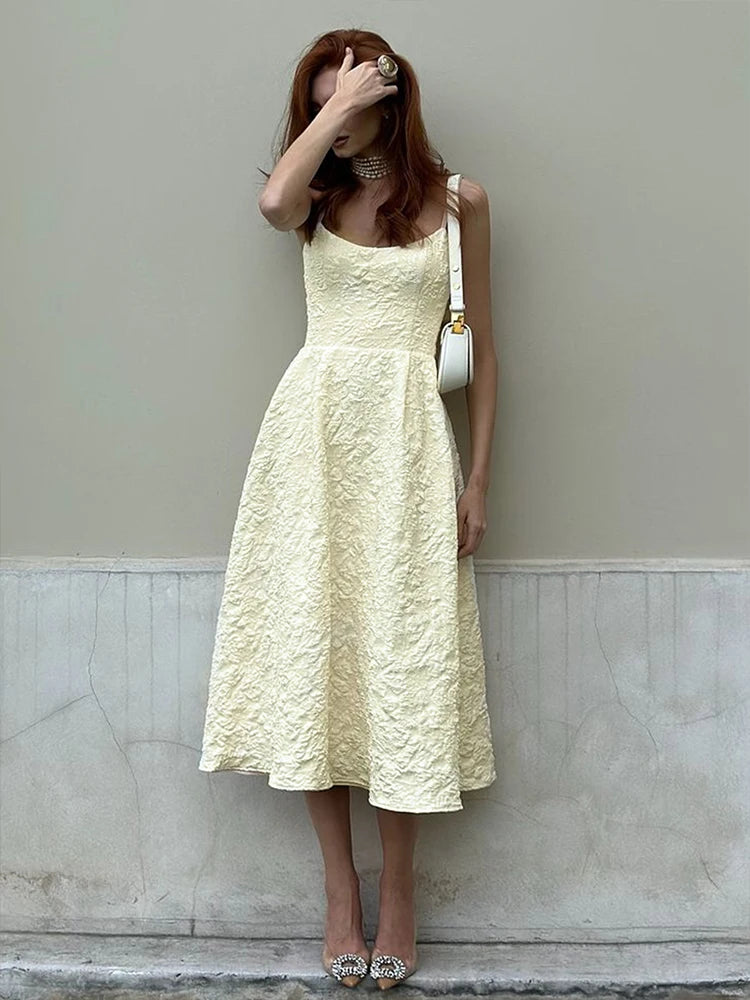 Backless O Neck Sling Maxi Dress A Line Slim