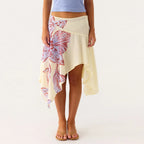Soft Ruffle High Waist Midi Skirt With Asymmetrical Hem