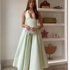 Backless Halter Midi Dress For Women Elegant A Line