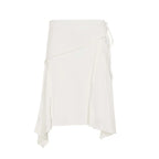 Elegant Asymmetrical A Line Midi Skirt High Waisted Pleated
