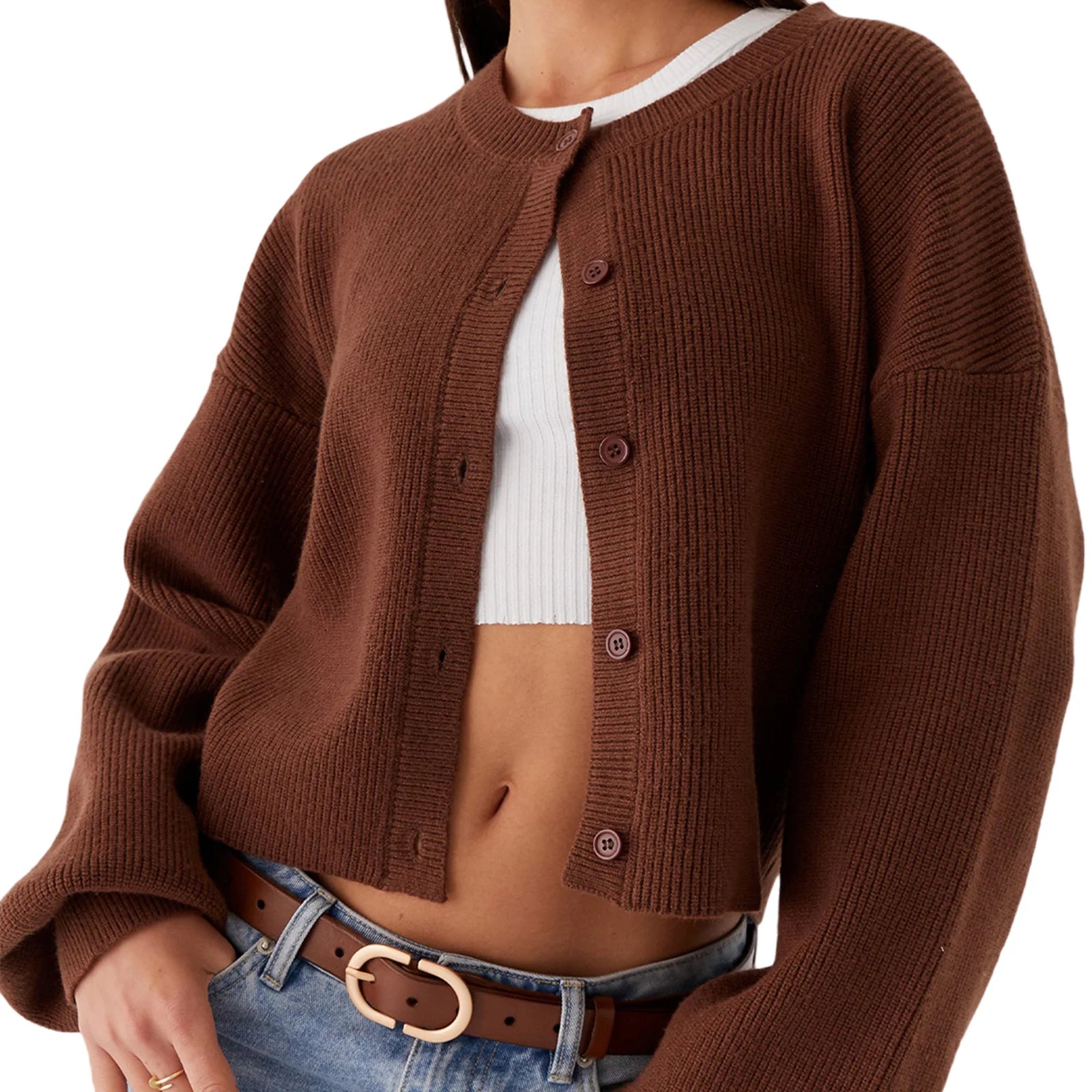 Cozy Loose Cardigan For Women With Open Stitch Knitwear
