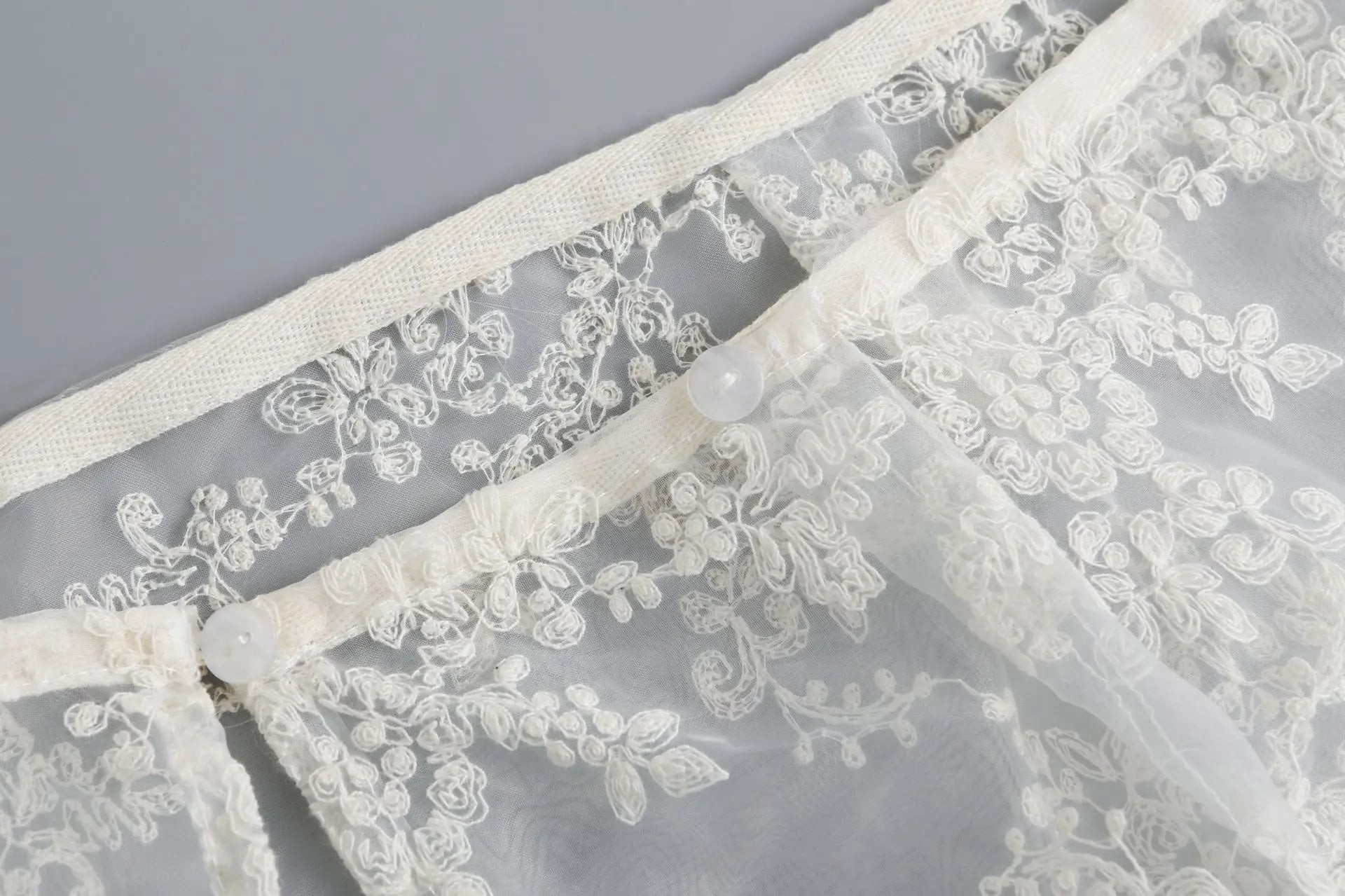 Floral Embroidered Lace Sheer Skirt Overlay
