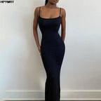 Women's Satin Sleeveless Backless Slim Maxi Dress