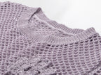 Sunlit Hollow Knit Top Elegant Long Sleeve Jumper Lightweight Sweater