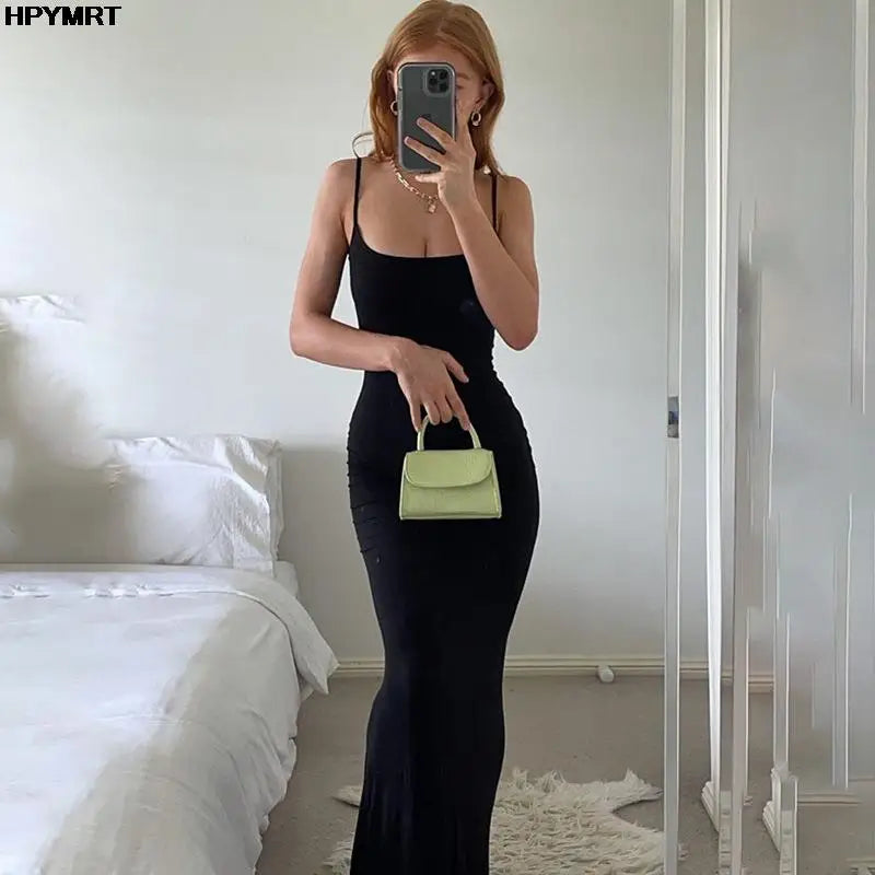 Women's Satin Sleeveless Backless Slim Maxi Dress
