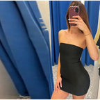 Knit Strapless Backless Mini Dress