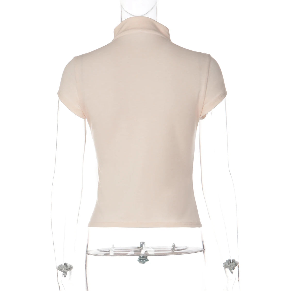 Turtleneck Crop Tank With Slit And Button Details