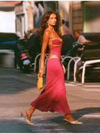Sunset Vibe Halter Crop Top And Mermaid Skirt Two-Piece Set