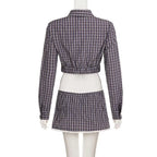 Plaid Streetwear Set With Cropped Shirt And Mini Skirt