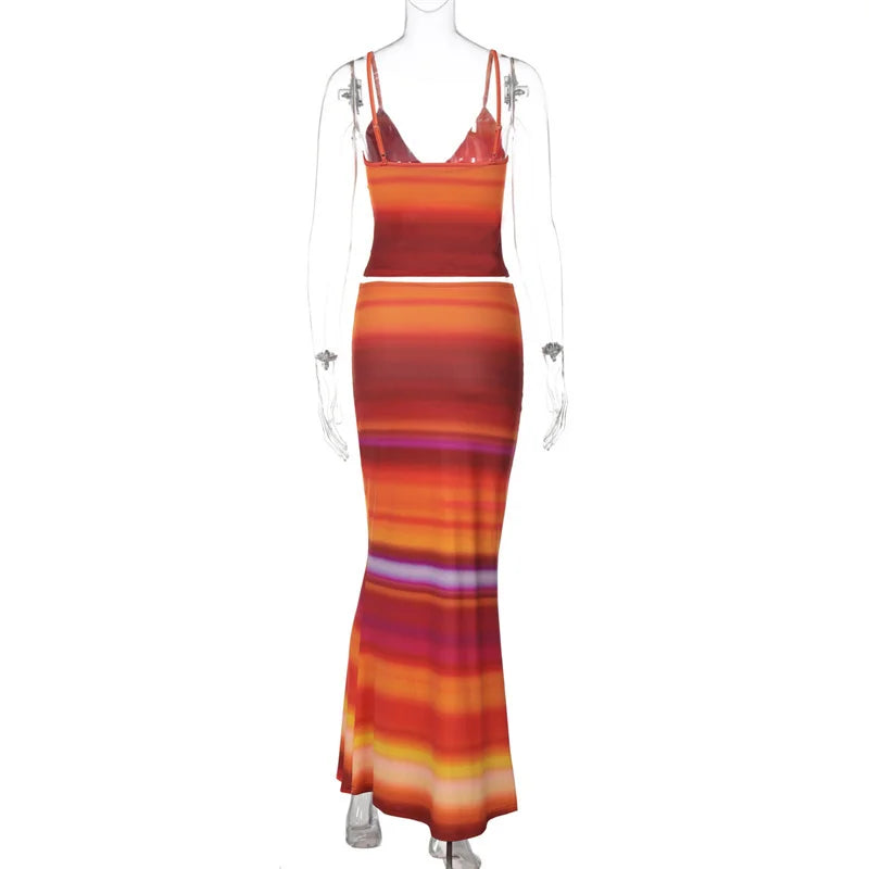 Crop Top And Maxi Skirt Set