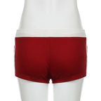 Embroidery Letter Contrast Set With Backless Camisole Top And Drawstring Elastic Shorts