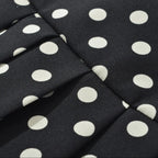 Black Polka Dot Pleated Mini With Shorts Lining Low Waist Skater Style Button Details