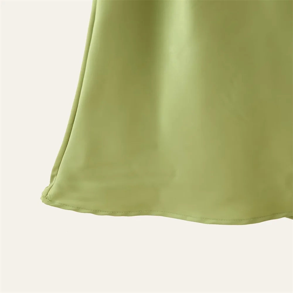 Elegant Silk Satin Halter Maxi Dress Backless Ribbon Tie Evening Gown