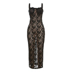 Sexy Lace Black Maxi Dress Nightclub Bodycon Silhouette