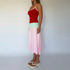 Colorful Spaghetti Strap Maxi Dress Slim Backless Sundress