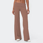 Casual Wide Leg Sweatpants Fold Over Waist Low Rise Flare Yoga Lounge