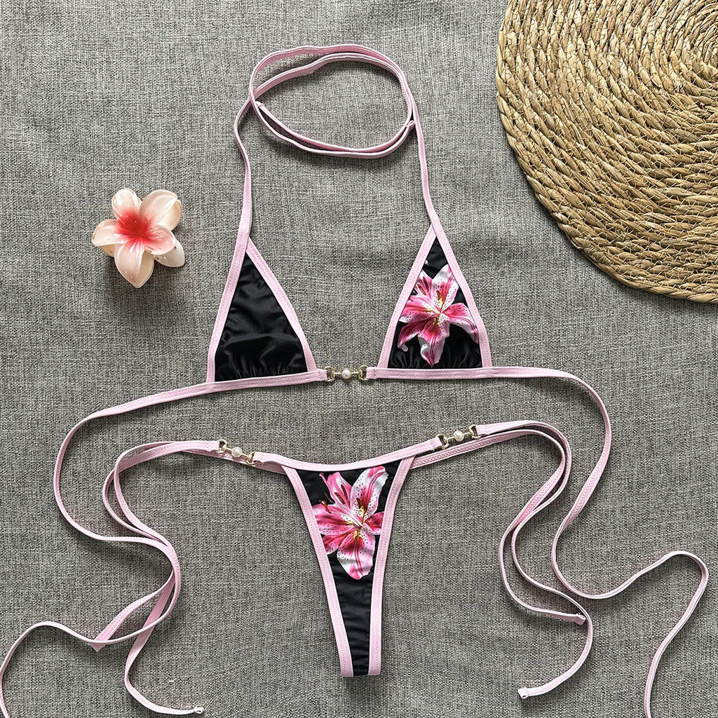 Three-Point Bikini Swimwear Women Micro Bikinis Strap Binding Backless