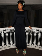 Ruched Maxi Dress For Women Chic Bodycon With Long Sleeves