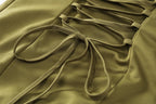Olive Green Maxi Dress With Scarf Flowy Silhouette